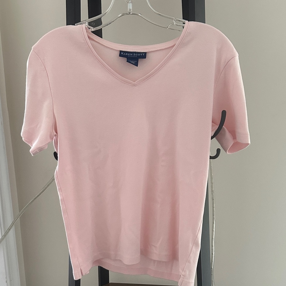 Karen Scott Light Pink Short Sleeve Tee